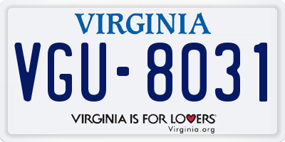 VA license plate VGU8031