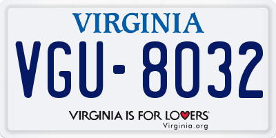 VA license plate VGU8032