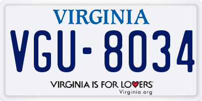 VA license plate VGU8034