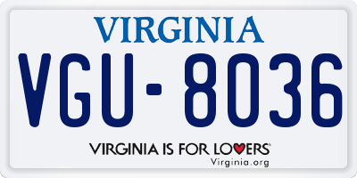 VA license plate VGU8036