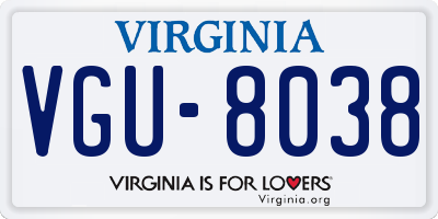 VA license plate VGU8038