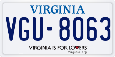 VA license plate VGU8063