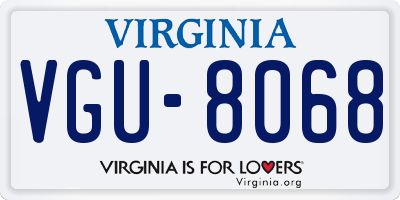 VA license plate VGU8068