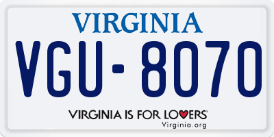 VA license plate VGU8070