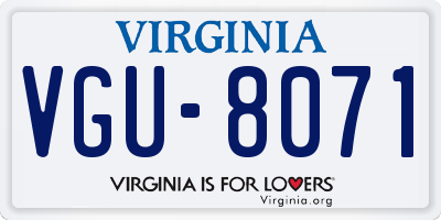 VA license plate VGU8071