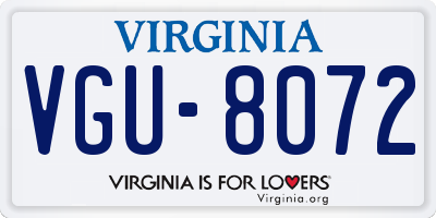 VA license plate VGU8072