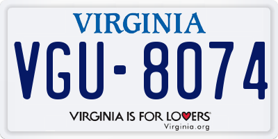 VA license plate VGU8074