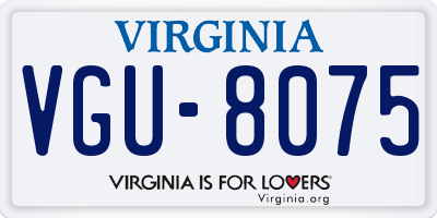 VA license plate VGU8075