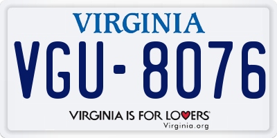 VA license plate VGU8076