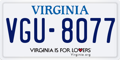 VA license plate VGU8077