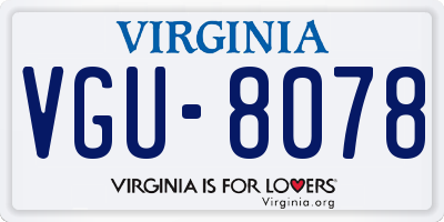 VA license plate VGU8078