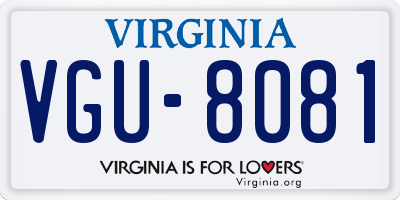 VA license plate VGU8081