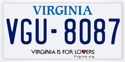 VA license plate VGU8087
