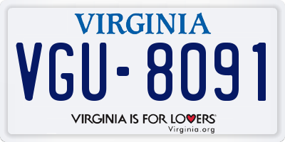 VA license plate VGU8091