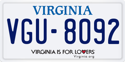 VA license plate VGU8092