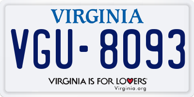 VA license plate VGU8093