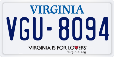 VA license plate VGU8094