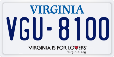 VA license plate VGU8100