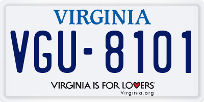 VA license plate VGU8101