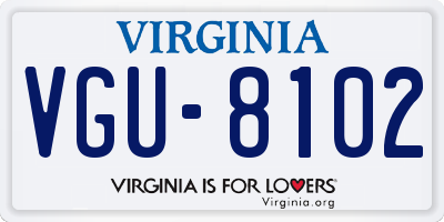 VA license plate VGU8102