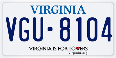 VA license plate VGU8104