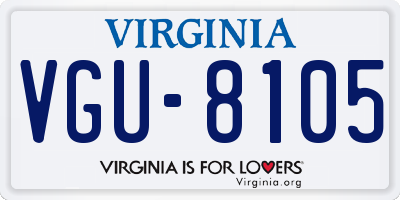 VA license plate VGU8105