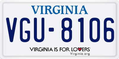 VA license plate VGU8106