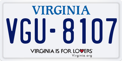 VA license plate VGU8107