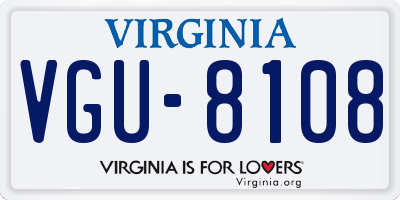 VA license plate VGU8108