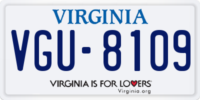 VA license plate VGU8109