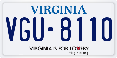 VA license plate VGU8110