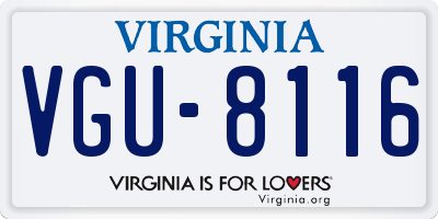 VA license plate VGU8116