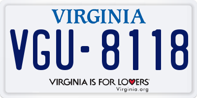 VA license plate VGU8118