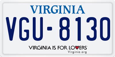 VA license plate VGU8130