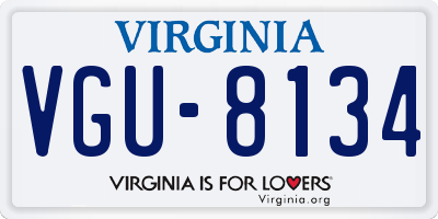 VA license plate VGU8134