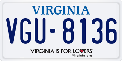 VA license plate VGU8136