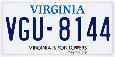 VA license plate VGU8144