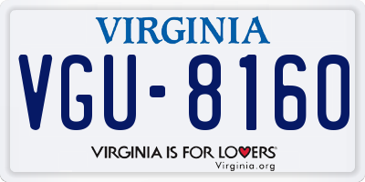 VA license plate VGU8160