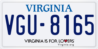 VA license plate VGU8165