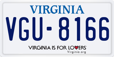 VA license plate VGU8166