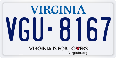 VA license plate VGU8167