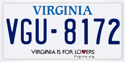 VA license plate VGU8172