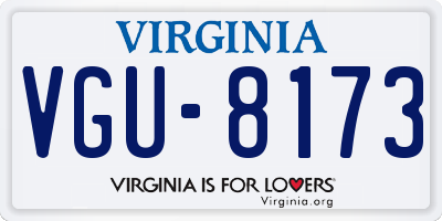 VA license plate VGU8173