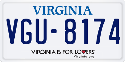 VA license plate VGU8174