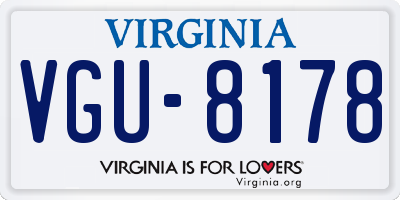 VA license plate VGU8178