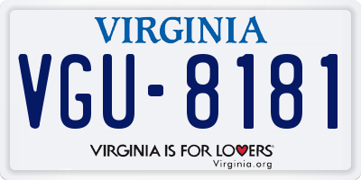 VA license plate VGU8181