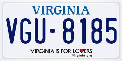 VA license plate VGU8185