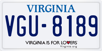 VA license plate VGU8189