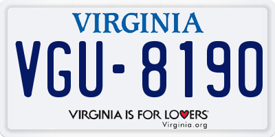 VA license plate VGU8190