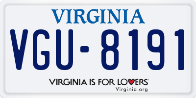 VA license plate VGU8191